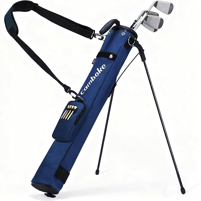 Camboke Lightweight Golf Stand Bag, Portable and Durable Golf Carry Bag with Padded Strap and Pocket, Sunday Bag for The Driving Range, 2-Way Divider Practice Bag for Men and Women