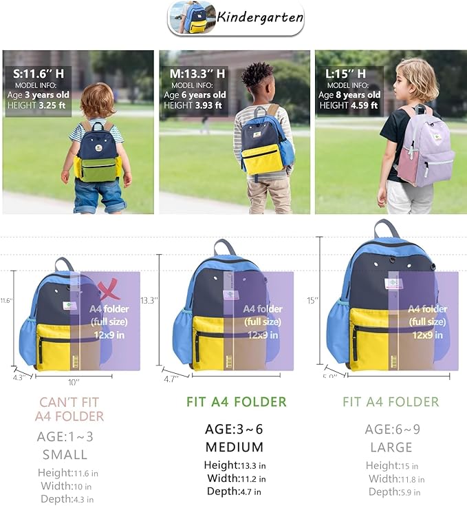 atgark Kids Backpacks, Unisex, Multicolored, Medium, 13" H, 1L, Nylon, Modern, Cartoon, 3-5 Years, Elementary School, Travel, School