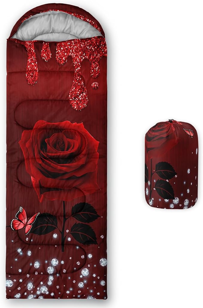 QOOMO Camping Sleeping Bags,3 Season Warm & Cool Weather,Lightweight,Waterproof Sleeping Bags for Adults & Kids,Traveling,and Outdoors,Camping Gear Equipment