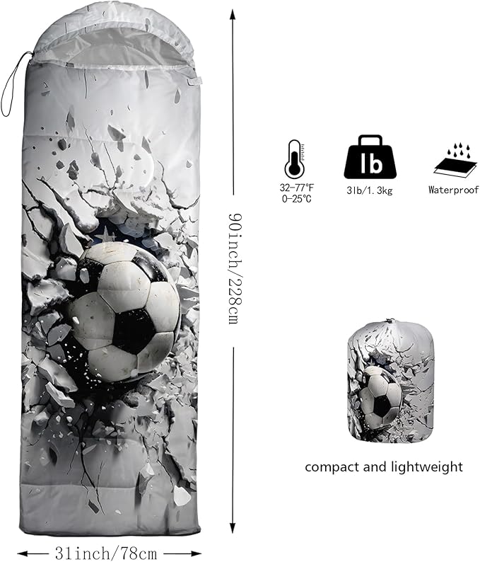 QOOMO Camping Sleeping Bags,3 Season Warm & Cool Weather,Lightweight,Waterproof Sleeping Bags for Adults & Kids,Traveling,and Outdoors,Camping Gear Equipment