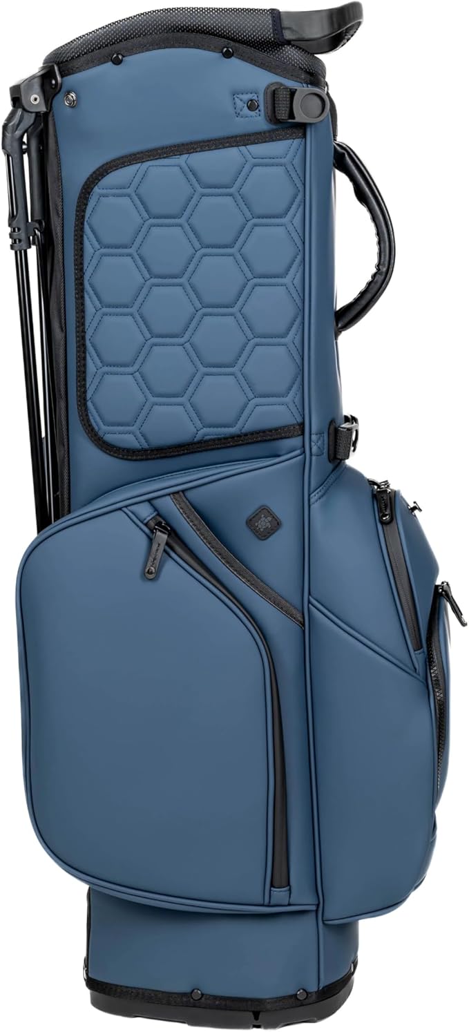 KRADUL - LUX 9.5" 14-Way Hybrid Stand Bag – Lightweight Golf Bag with Stand, Leather Finish, Club Organizer & Removable Panel