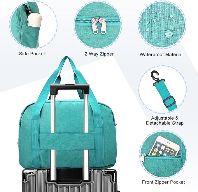 18" Small Carry on Bags for Airplanes with Laptop & Wet Compartment Underseat for Spirit Airlines Personal Item Travel Bag 18x14x8 in Duffle Gym Bag for Women Men