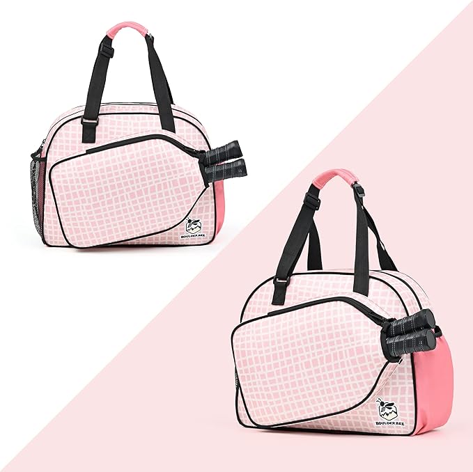 Boulder Bee Pickleball Bags, Premium Pickleball Tote Bag for Girls, Women’s Hand/Shoulder Gym Bag w Water Bottle Holder, with Pickleball Racquet/Paddle Holder