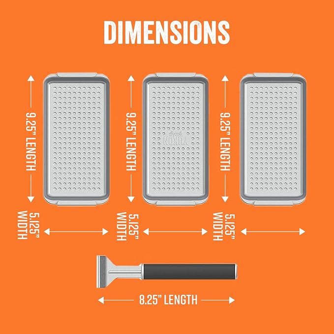 Yukon Glory™ BBQ 'N SERVE Grill Basket Set - Includes 3 Grilling Baskets a Serving Tray & Clip-on Handle - "Patented Grill-to-Table Design" Perfect For Grilling Fish Veggies & Meats