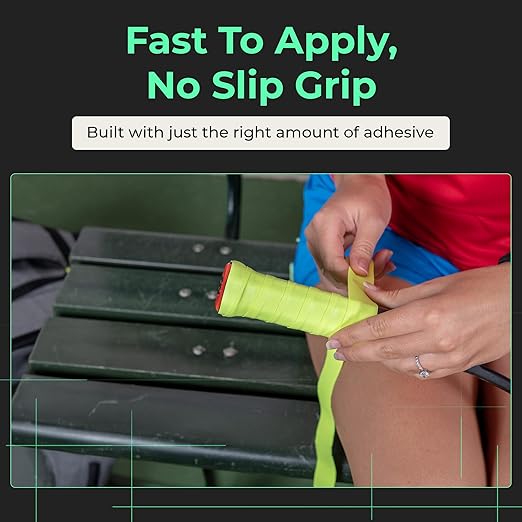 ADV MaxTac Tacky Tennis Overgrip - 3 Pack - Extremely Sticky Non-Slip Tennis Grips Overgrip - Razor-Thin & Easy to Use Pro Tennis Racquet Grip Tape (3-Pack Volt)
