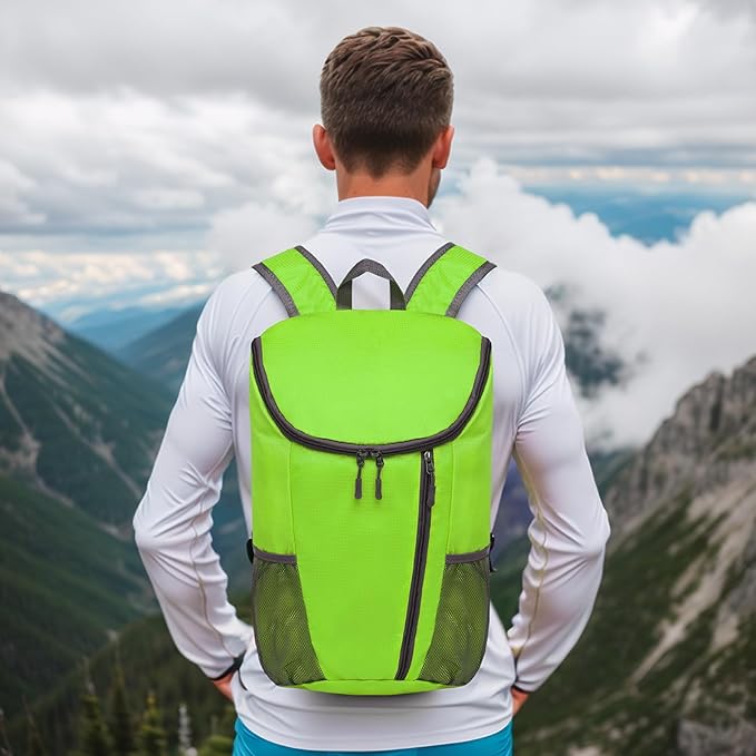 Hiking Backpack, 20L Packable Daypack for Men Women, Nylon with Adjustable Straps, Lightweight Waterproof Outdoor Camping Travel, Green