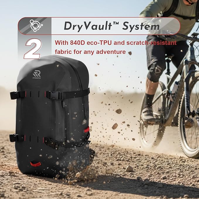 Airtight Waterproof Backpack 30L, Floating Dry Bag with Resin Zipper, IPX7 Gear Protection Large Capacity for Men, Kayaking, Paddle Boarding, Fishing, Travel, Surfing, Work, Outdoor Black