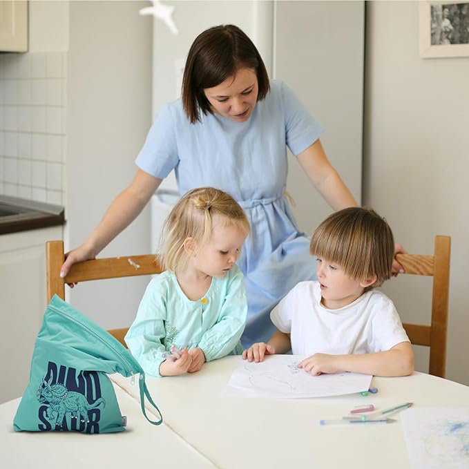 ALVABABY 3pcs Cloth Diaper Wet Dry Bags Waterproof Reusable with Two Zippered Pockets Travel Beach Pool Daycare Soiled Baby Items Yoga Gym Bag for Swimsuits or Wet Clothes 3L-ZM24A