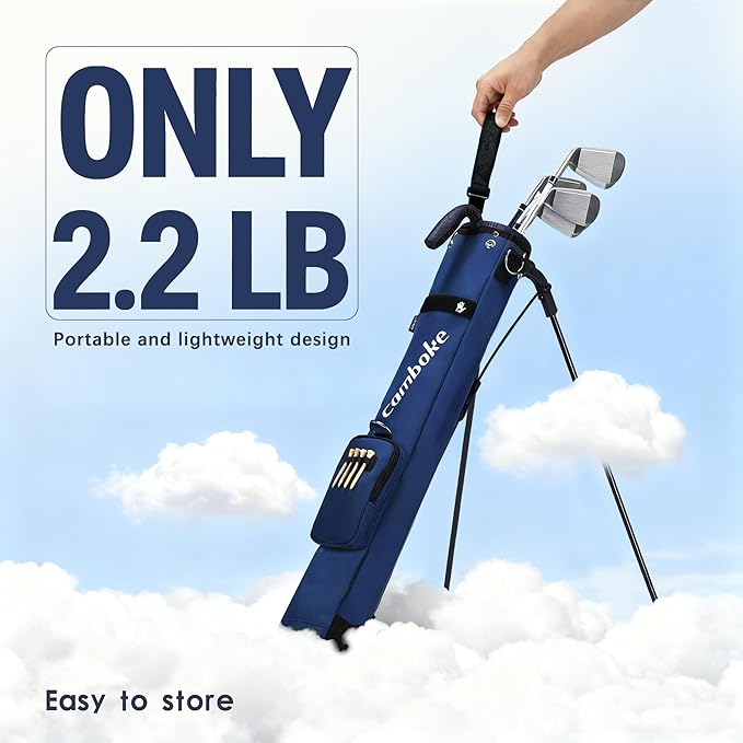 Camboke Lightweight Golf Stand Bag, Portable and Durable Golf Carry Bag with Padded Strap and Pocket, Sunday Bag for The Driving Range, 2-Way Divider Practice Bag for Men and Women