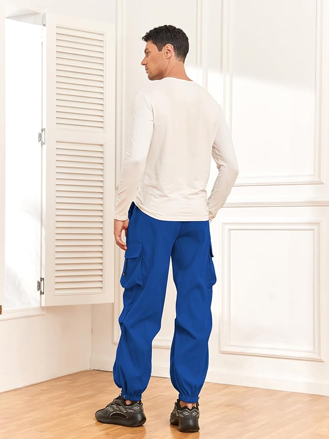 ZAFUL Men's Parachute Pants Casual Baggy Cargo Drawstring Trouser