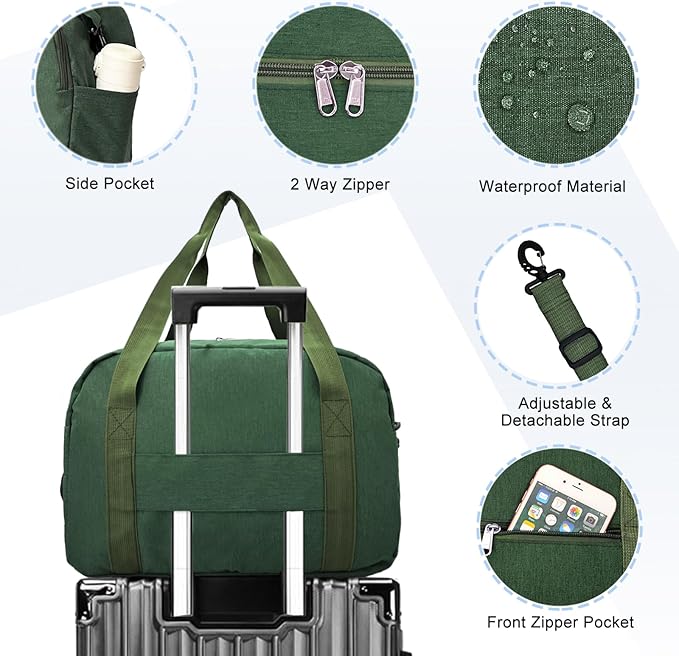 18" Small Carry on Bags for Airplanes with Laptop & Wet Compartment Underseat for Spirit Airlines Personal Item Travel Bag 18x14x8 in Duffle Gym Bag for Women Men