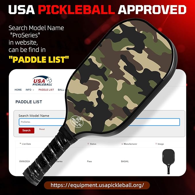 BAGAIL Pickleball Paddles, USAPA Approved Fiberglass Surface Pickleball Set, Lightweight Pickle Ball Rackets with 4 Balls, 1 Bag, Designed in California for Traction and Stability