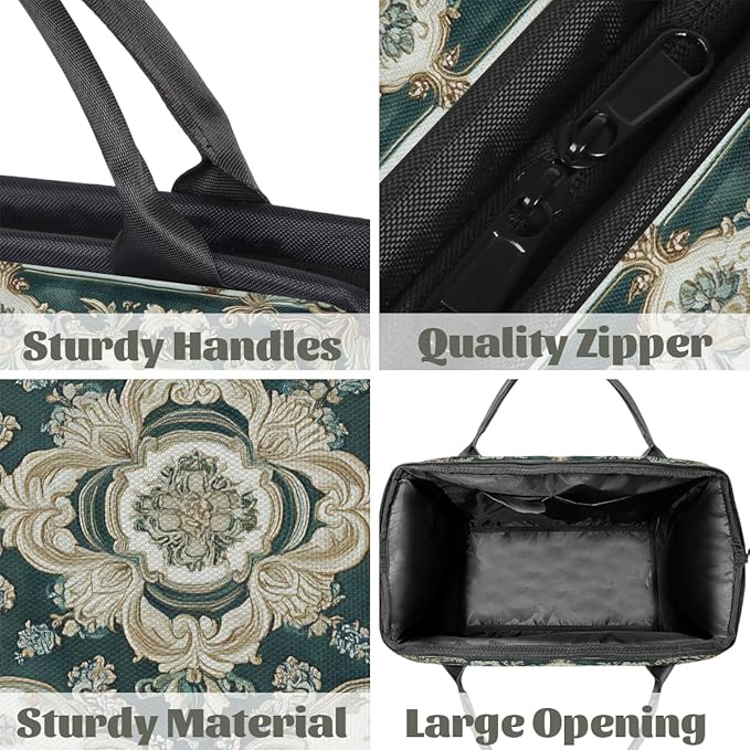 Travel Duffle Bag, Ethnic Mandala Greeen Flower Overnight Weekender Tote Bag for Women Men Waterproof Carry On Luggage with Zipper Lightweight Sport Gym Bag for Traveling Yoga Camping Traveling Gifts