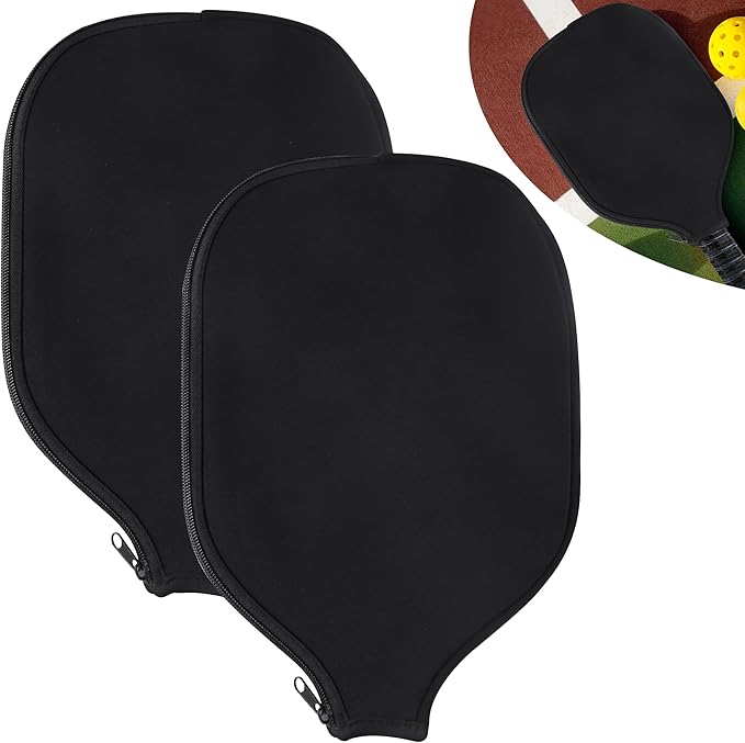 2 PCS Pickleball Paddle Covers, Durable Neoprene Universal 8.26 x 11.8Inch Zippered Racket Sleeve Storage Bag, Fits USAPA Standard Pickleball Racquets