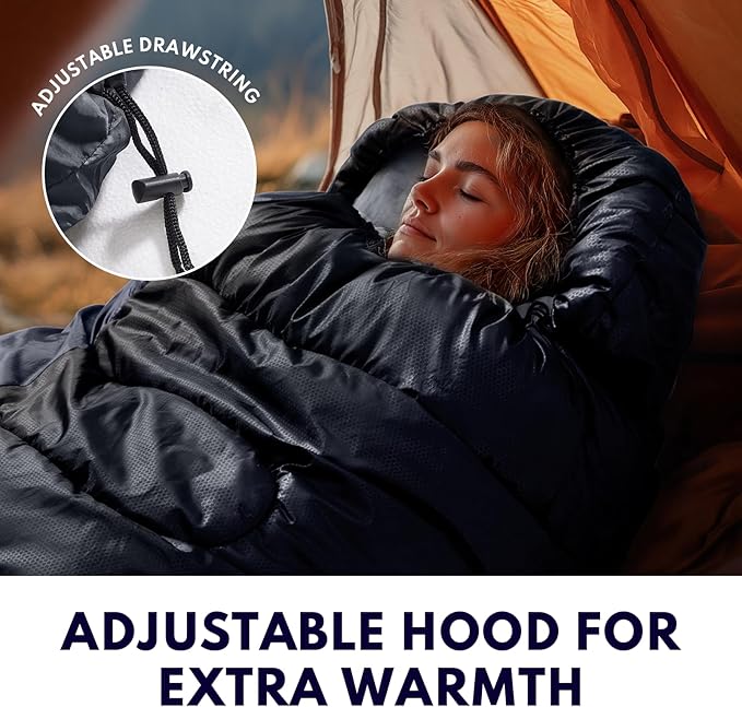 XXL Winter Sleeping Bags for Adults Cold Weather,Camping Sleeping Bag for Kids with Compression Sack,4 Season Camping Essentials Gear for Hiking,Traveling,Outdoor,Backpacking,Climbing