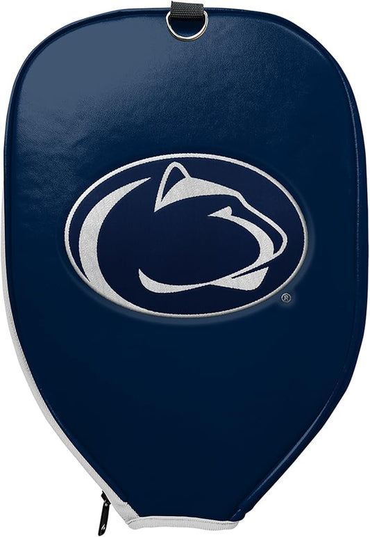 Officially Licensed Collegiate Pickleball Paddle Cover - Lightweight PU Leather Material - Durable Foam Interior Protection with Zippered Closure - Fits Most Paddles on the Market