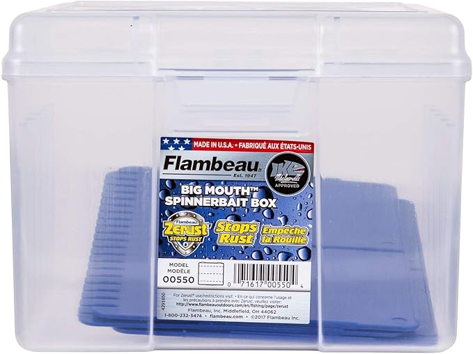 Flambeau Outdoors 00330 Medium Spinnerbait Box, Fishing Bait and Lure Organizer, Clear