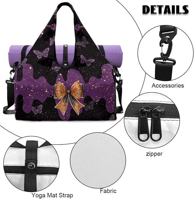 ZCFYGDX Yoga Gym Bag with Removable Adjustable Shoulder Strap, Shoe Compartment & Top Yoga Mat Holder 17.72x8.66x9.84in