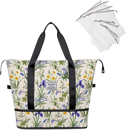 NPBAG Women Travel Duffel, Multi Functional Large Expandable Weekender Carry-on Tote, Gym Workout Overnight Bag, Mommy Hospital Bag for Labor and Delivery