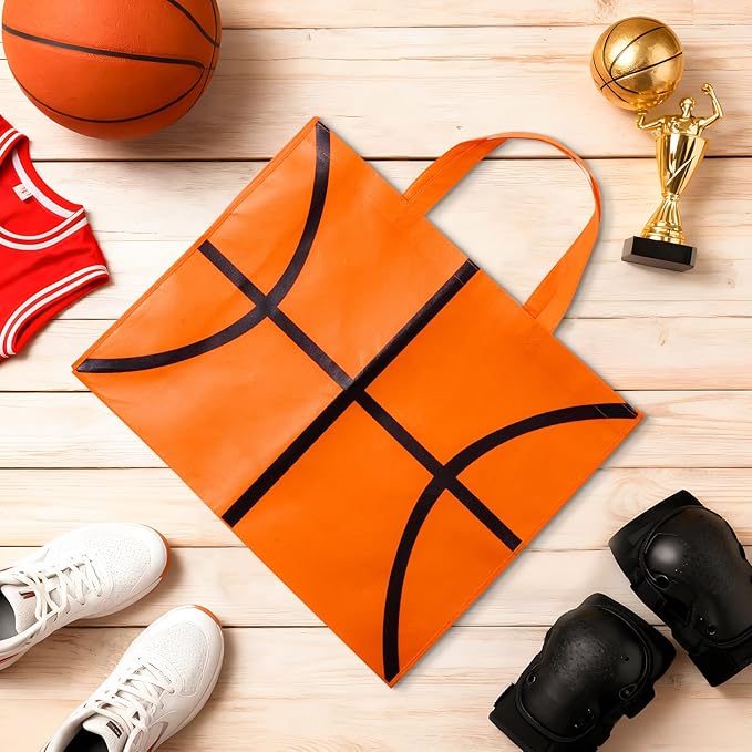 Liobelon Extra Large Basketball Gift Bags, Jumbo Party Favor Bag with Handle, Large Capacity Non-Woven Pouch for Sports Supplies, Picnic, Beach, Gift Storage, Birthday (4)
