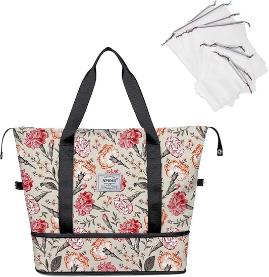 NPBAG Women Travel Duffel, Multi Functional Large Expandable Weekender Carry-on Tote, Gym Workout Overnight Bag, Mommy Hospital Bag for Labor and Delivery