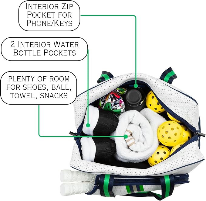 Brooklyn Pickleball Bag - Women's Pickleball Bag with fence hook, Quality Construction, Functional And cute Design