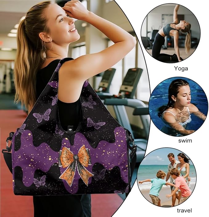 ZCFYGDX Yoga Gym Bag with Removable Adjustable Shoulder Strap, Shoe Compartment & Top Yoga Mat Holder 17.72x8.66x9.84in