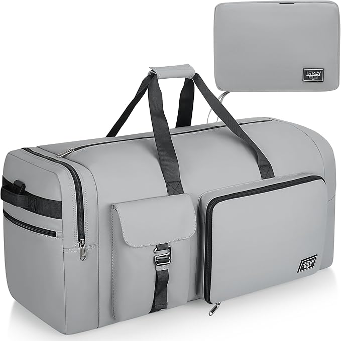 120L Travel Duffle Bag for Men and Women, Urtala 34” Large Duffle Bag for Traveling with Shoes Compartment, Foldable Travel Duffel Bags, Waterproof and Tear Resistant (Gray)