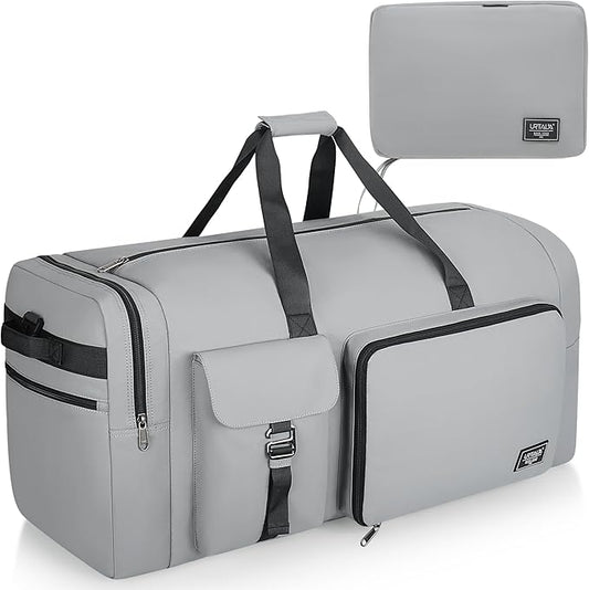 120L Travel Duffle Bag for Men and Women, Urtala 34” Large Duffle Bag for Traveling with Shoes Compartment, Foldable Travel Duffel Bags, Waterproof and Tear Resistant (Gray)