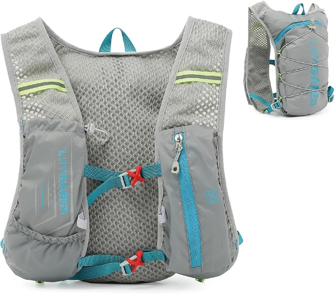 YAPJEB Hiking Hydration Vest Backpack 5L Lightweight with 2L Water Pack Bladder Daypack for Men Women Cycling, Running, Hiking and Biking (02 Grey Only Vest 5L)