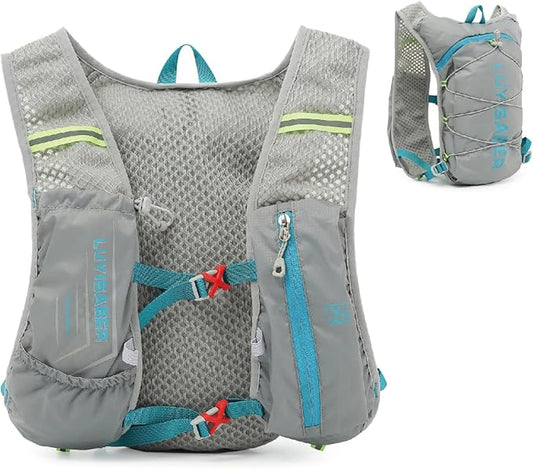 YAPJEB Hiking Hydration Vest Backpack 5L Lightweight with 2L Water Pack Bladder Daypack for Men Women Cycling, Running, Hiking and Biking (02 Grey Only Vest 5L)