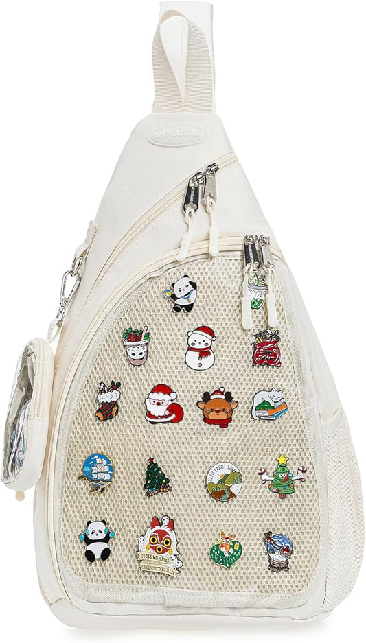 ZAROXOXS Mens Womens Oxford Ita Bag Pin Display Chest Pack Single Shoulder Bag Sport Backpack Packs Hiking Daypack