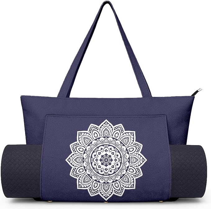 Adalore Women's Yoga Bag with Yoga Mat Carrier - Large Mat Pocket Fitness Tote for Pilates, Gym, Travel, Office & Beach