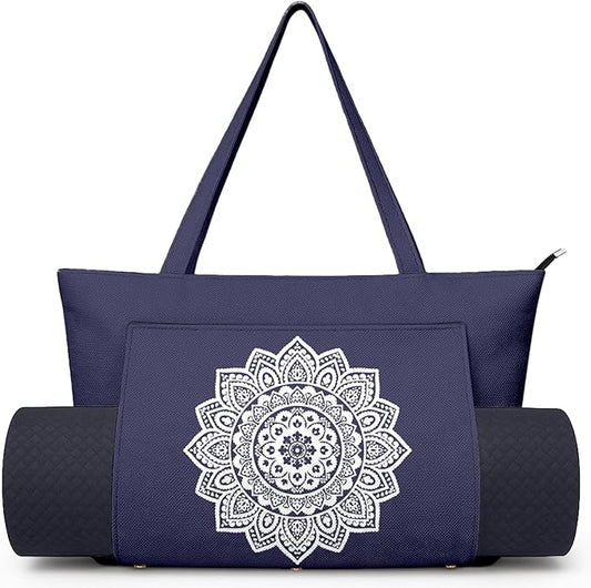 Adalore Women's Yoga Bag with Yoga Mat Carrier - Large Mat Pocket Fitness Tote for Pilates, Gym, Travel, Office & Beach