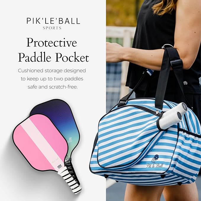 Pik’le’Ball Sport Premium Women's Pickleball Bag – Stylish and Versatile Sports Bag with Water Bottle Holder, Padded Paddle Pocket, and Spacious Design (fits 2+ Paddles!)