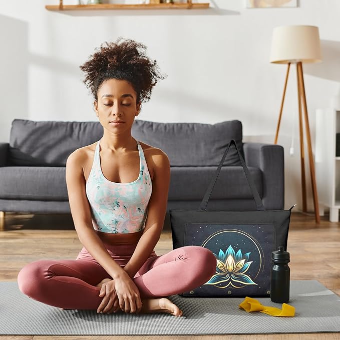 Adalore Women's Yoga Bag with Yoga Mat Carrier - Large Mat Pocket Fitness Tote for Pilates, Gym, Travel, Office & Beach