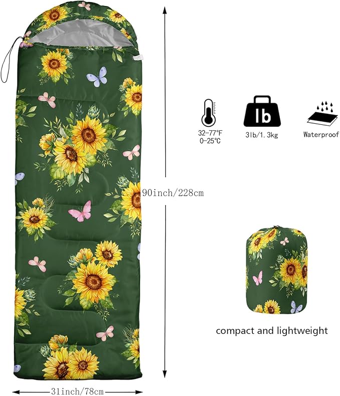 Sleeping Bags for Adults and Kids Camping Sleeping Bags for Girls and Boys Lightweight Waterproof Cold/Warm 3-Season Outdoor Travel with Compression Bags