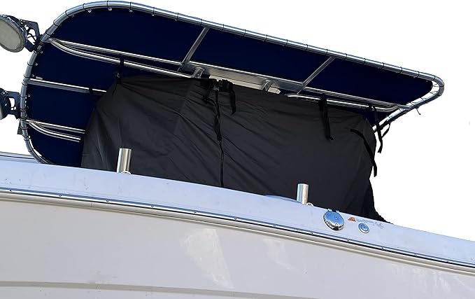 EliteShield Heavy Duty T-Top Boat Cover, Fits 20ft to 22ft Long Center Console Boat with T-Top Hard-Top, Waterproof Fade Resistant T Top Boat Storage Cover (Black, Size 2: 20'-22' Long, Beam 106" W)