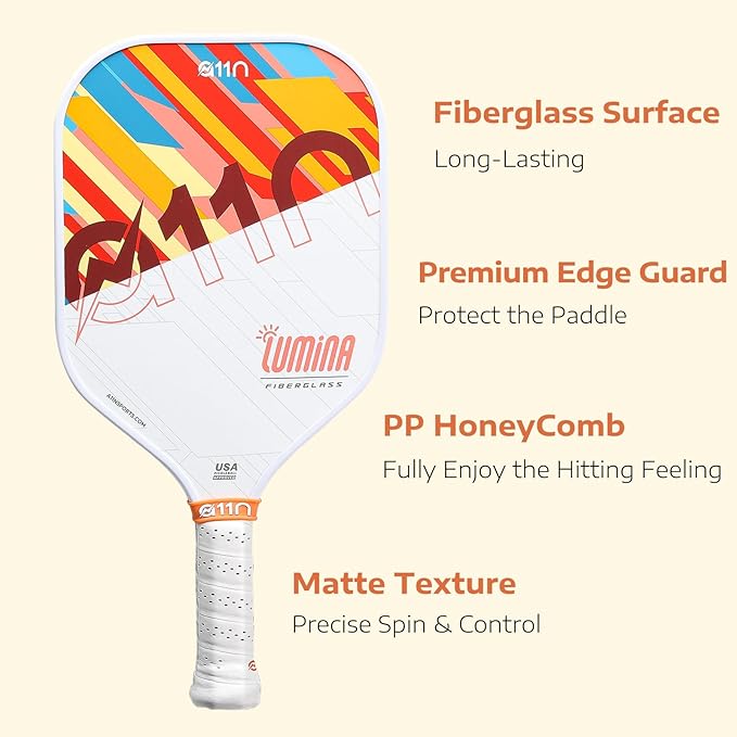 A11N Pickleball Paddles Set Fiberglass Surface Rackets with 4 Pickleball Balls and Pickleball Bag for Beginners - USAPA Approved