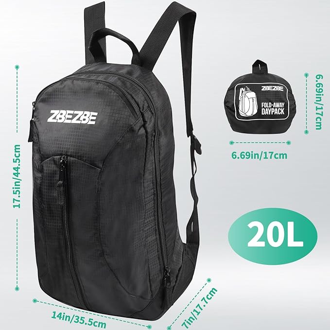 ZBEZBE 20L hiking backpack Lightweight Packable Backpack - Travel Hiking Daypack & Cycling Bag for Men Women