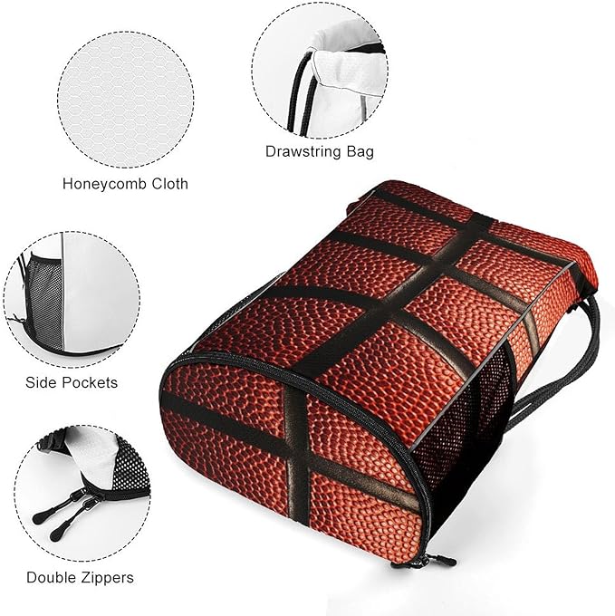 Basketball Drawstring Backpack Gym Bag With Shoe Compartment String Bag Sport Beach Swimming Sackpack For Women Men