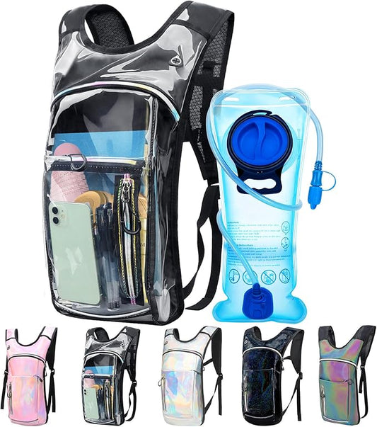 CTSAYCTL Hydration Backpack,Water Backpack with 2L Water Bladder,Festival Essential-Rave Hydration Pack,Lightweight Insulation Hydropack for Outdoor,Hiking,Running,Biking,Music Festival for Men Women