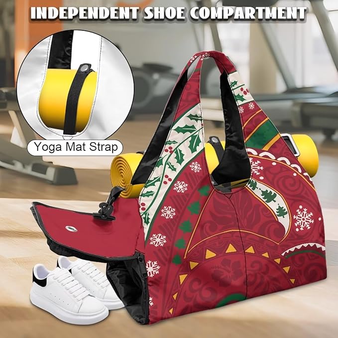 ZCFYGDX Yoga Gym Bag with Removable Adjustable Shoulder Strap, Shoe Compartment & Top Yoga Mat Holder 17.72x8.66x9.84in