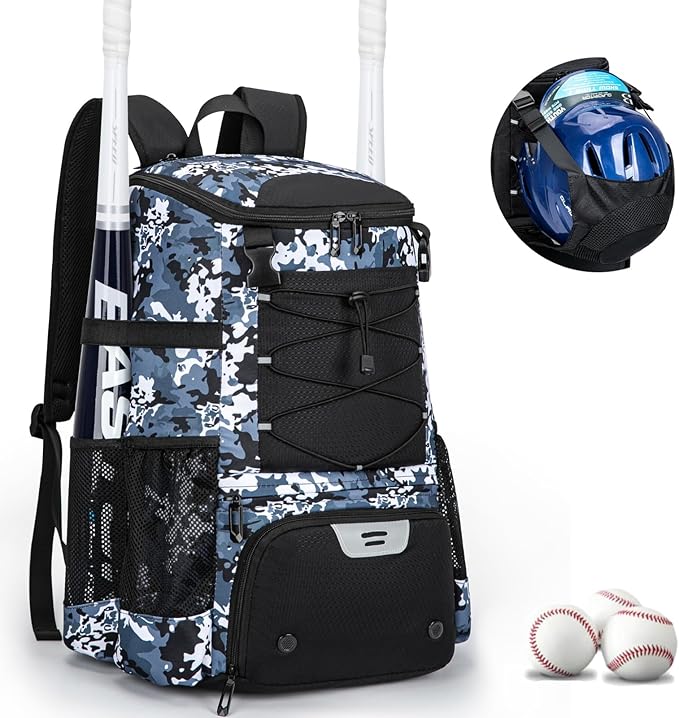 Baseball Bag for Youth and Adult, Softball Backpack 40L Large Capacity, Bat Backpack with Shoes Compartment and Hidden Helmet Holder