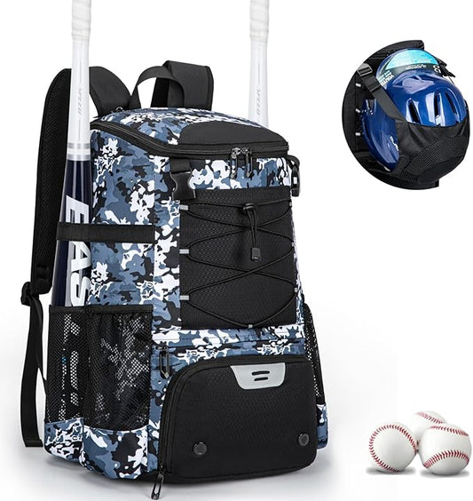 Baseball Bag for Youth and Adult, Softball Backpack 40L Large Capacity, Bat Backpack with Shoes Compartment and Hidden Helmet Holder