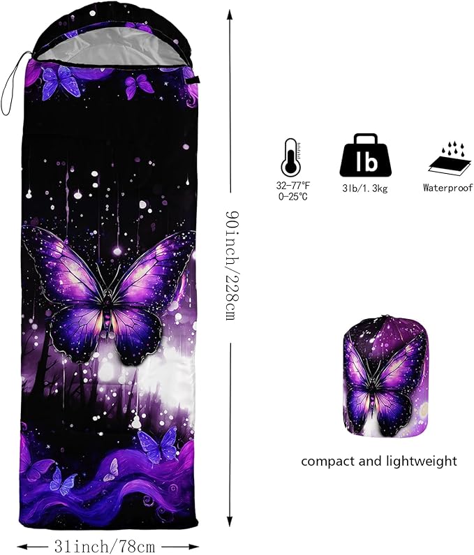 QOOMO Camping Sleeping Bags,3 Season Warm & Cool Weather,Lightweight,Waterproof Sleeping Bags for Adults & Kids,Traveling,and Outdoors,Camping Gear Equipment