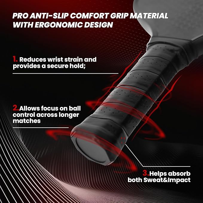 Pickleball Paddles Set,T700 Carbon Fiber Light Weight 16MM Pickleball Rackets with Balls and Grip Tapes Bag for Beginner to Advanced Elite Series