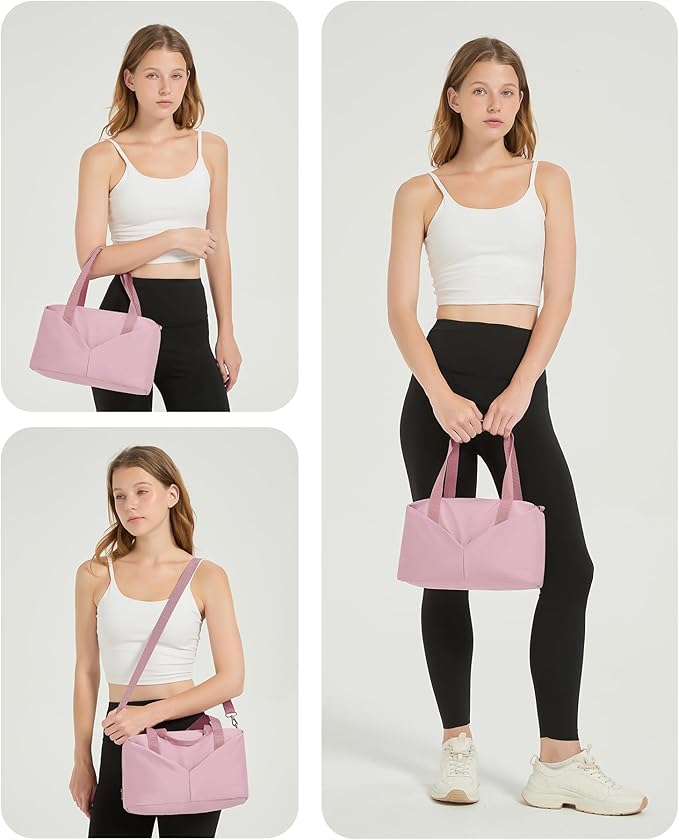 Ceneda Small Gym Bag for Women, 12 inch Mini Gym Bag with Wet Pocket, Lightweight Tote for Gym, Sport, Workout - Pink