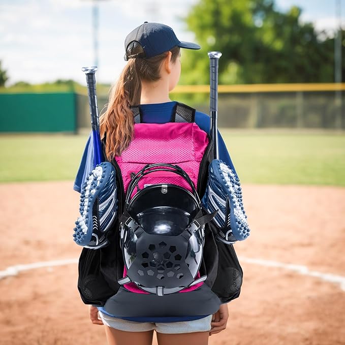 | Baseball Bag Softball Bat Bag, Double-layer Baseball Backpack Adult with Gear Klip To Hold Baseball Glove, Baseball Essential Gear, Youth Baseball Bag for Boys, Girls, Baseball Accessories