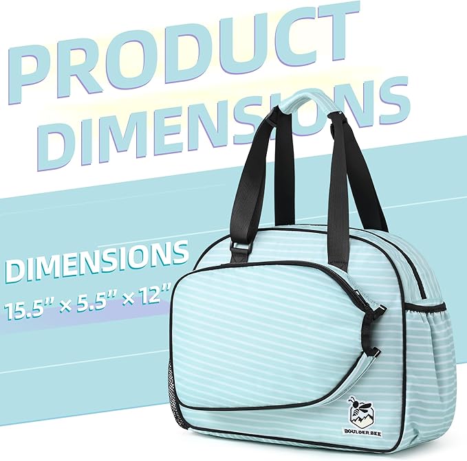 Boulder Bee Pickleball Bags, Premium Pickleball Tote Bag for Girls, Women’s Hand/Shoulder Gym Bag w Water Bottle Holder, with Pickleball Racquet/Paddle Holder